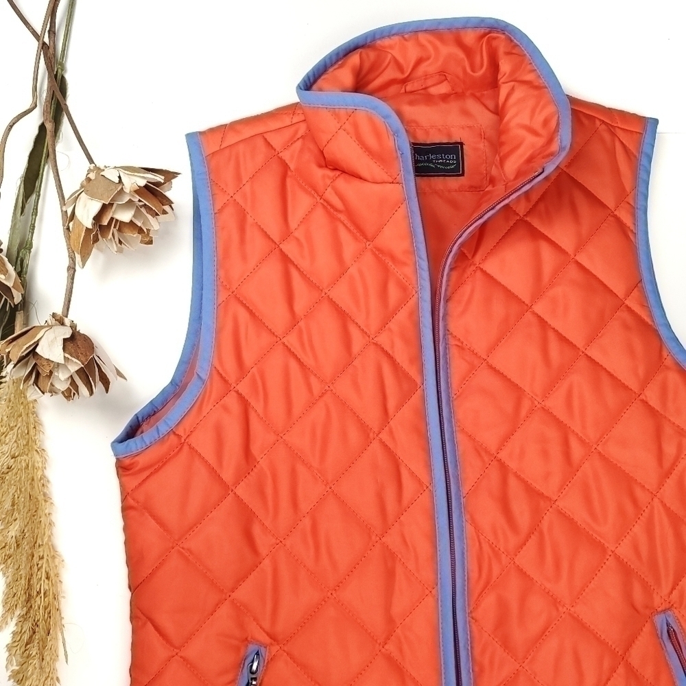Charleston Threads Orange Blue Light Puffer Vest S - Picture 3 of 10
